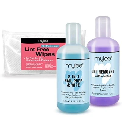 Afbeelding van Mylee Salon Manicure Kit Met Nagel Prep &amp; Wipe Polish Remover Nail Wipes UV LED Pakket voor een Professionele Gel Soak Off en Pedicure