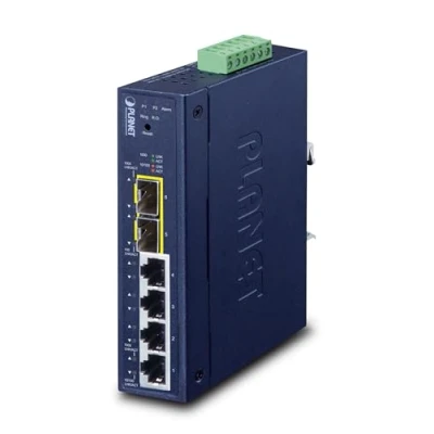 Afbeelding van PLANET Industrial L2/L4 4 Port Managed Gigabit Ethernet (10/100/1000) Blauw