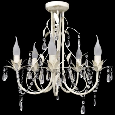 Afbeelding van Kristallen kroonluchter met wit elegant design (5 lampen)