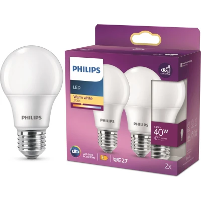 Afbeelding van Energiezuinige Philips LED Lamp Mat 40 W E27 warmwit licht 2 stuks Bespaar op energiekosten