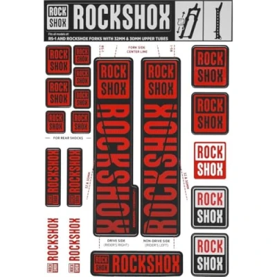 Afbeelding van RockShox Stickerset 30/32 mm en RS1 rood, SID/Reba/Revelation (&lt; 2018) sector/recon/X32/30G/30S/XC30, 11.4318.003.500 reserveonderdelen, staande buizen