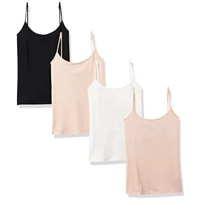 Image de Amazon Essentials Caraco Coupe Cintrée Women&#039;s, Pack of 4, Beige/Blanc/Noir, XL