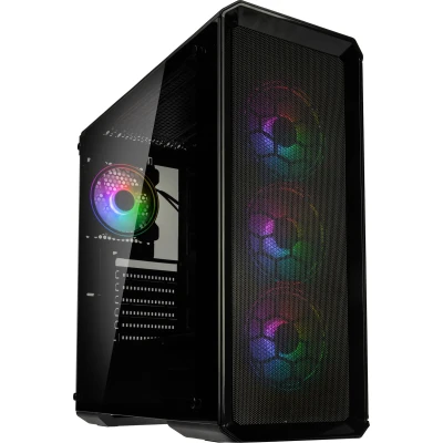 Afbeelding van Kolink Levante V2 ARGB Midi tower Behuizing, Gaming behuizing Zwart 4 voorgeïnstalleerde LED ventilators, Zijvenster, Stoffilter