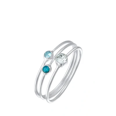 Afbeelding van Elli 3ER SET PACK Stacking ZART Kristalle Ring, Dames, Maat: 54, Blau