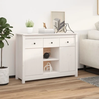 Afbeelding van Dressoir 100x35x74,5 cm massief grenenhout wit
