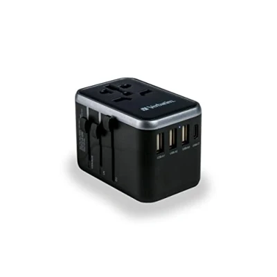 Image de Verbatim UTA 04 Adaptateur secteur universel 61 Watt 3 A QC 3.0, PD 3.0 5 connecteurs de sortie (2 x USB C, Type A)
