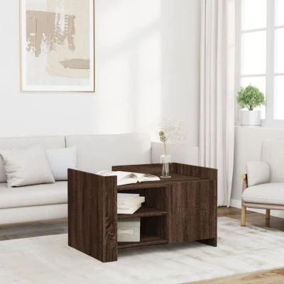 Afbeelding van Salontafel 80x50x50 cm bewerkt hout bruin eikenkleur