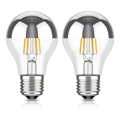 Afbeelding van ledscom.de 2 ledlampen E27, A60, warmwit (2700 K), 4,1 W, 461 lm, hoofdspiegel (zilver)