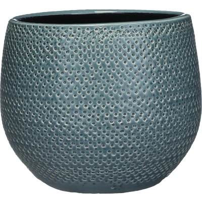 Afbeelding van Mica Decorations gabriel ronde bloempot blauw maat in cm: 16 x 18