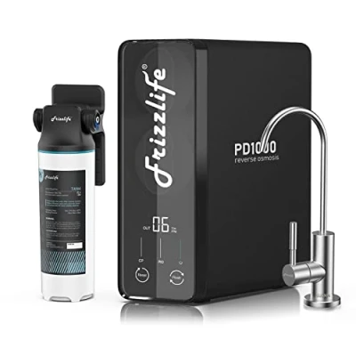 Afbeelding van Frizzlife RO Omgekeerde osmose waterfiltersysteem 1000 GPD filter onder de gootsteen, vermindert TDS, minerale alkalische pH waarde, huishoudelijk en commercieel gebruik, EU technische
