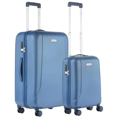 Afbeelding van CarryOn Skyhopper Kofferset TSA Handbagage + Reiskoffer 78cm Dubbele wielen Blauw