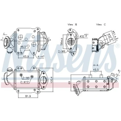 Afbeelding van NISSENS 989457 EGR koeler Zonder onderdruk Bypass FIAT: Doblo II Box Body / Estate, Platform/Chassis