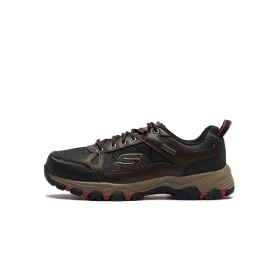 Afbeelding van Skechers Selmen Cormack wandelschoenen voor heren, Chocoladezwart leer met synthetisch mesh