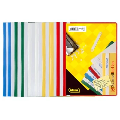 Afbeelding van Idena 307863 snelhechter A5, van kunststof, 10 stuks, 5 kleuren, 2 x blauw/wit/geel/groen/rood