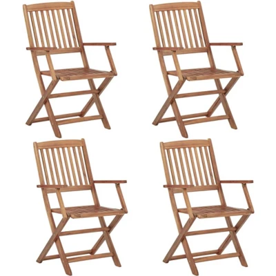 Afbeelding van Tuinstoelen 4 st inklapbaar massief acaciahout