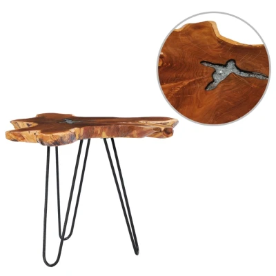 Afbeelding van Salontafel 70x45 cm massief teakhout en polyresin