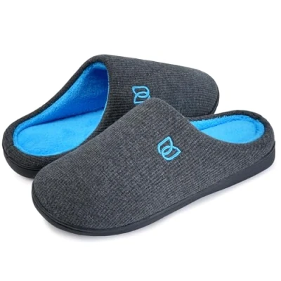 Afbeelding van pantoffels voor dames en heren, traagschuim, de winter, warm, antislip, binnen buiten, Grijs Blauw Klassiek