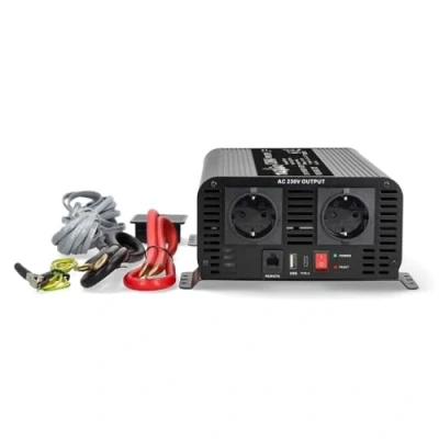 Afbeelding van Nedis Omvormer Zuivere Sinusgolf 12V naar 230V 1000 W Piekvermogen: 2000 Screw Terminal Type F (CEE 7/3) / USB A C Pure Zekering Zwart