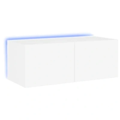 Afbeelding van Tv wandmeubel met LED verlichting 80x35x31 cm wit