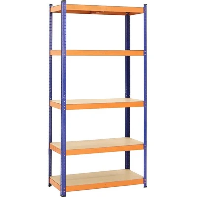 Afbeelding van Stellingkast Blauw/Oranje 5 planken Opbergrek 180x90x40 cm 175kg Draagkracht