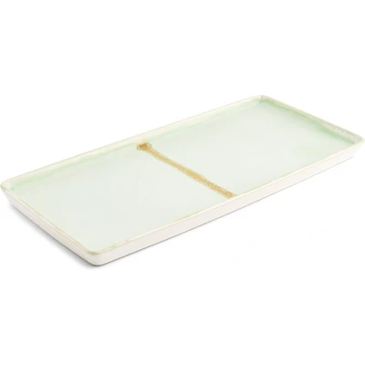 Afbeelding van Salt &amp; Pepper Serveerschaal 14x32cm groen Flow (Set van 2)