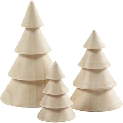 Afbeelding van Kerstbomen van hout, h: 5+7,5+10 cm, d: 3,5+5,4+6,7 3 stuks, Keizerin boom