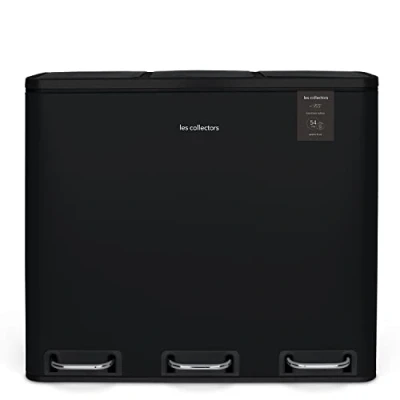 Image de Les Collectors Poubelle de Tri à pédale N988 Capacité 54 L, 3 compartiments 18L, Résistante, Cuisine, Seaux Amovibles, Recyclage, sélectif, Fermeture Couvercle silencieuse, Noir