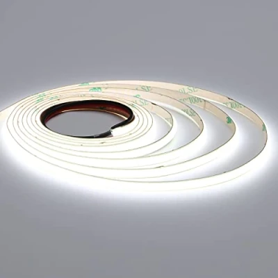 Afbeelding van TOPAI 12 V COB ledstrip, extra dun, 5 mm breed, m, koudwit, 6000 K, 400 leds/m, CRI&gt; 90, flexibel, zelfklevend, IP20, niet waterdicht, voor huis, slaapkamer, keuken