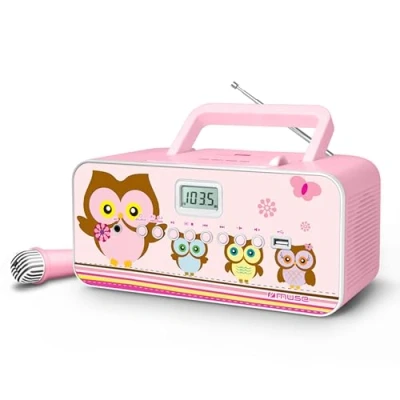 Afbeelding van Muse M 29KP Draagbare radio/CD /MP3 speler met microfoon, roze