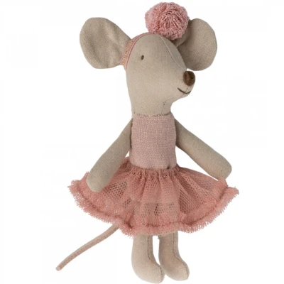 Afbeelding van Maileg knuffelmuis kleine zus ballerina rose 10 cm