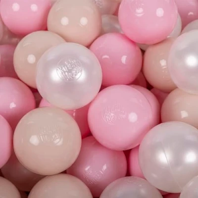 Afbeelding van KiddyMoon Gekleurde plastic ballen voor babyzwembad, 100 ballen, ∅ 7 cm, made in EU, pastelbeige, poederroze, parelkleur