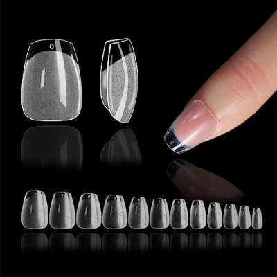 Image de 552 Pièces Ballerine Capsule Americaine Ongle Court, 12 Tailles Cercueil Trasparente Faux Ongles Gel X Pose Américaine Couverture Complète Pour Salons de Manucure