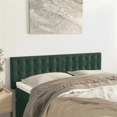 Afbeelding van vidaXL Hoofdborden 2 st 72x5x78/88 cm fluweel donkergroen