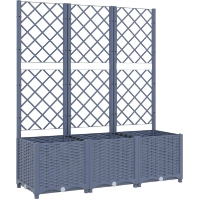 Afbeelding van Plantenbak met latwerk 120x40x136 cm polypropeen donkergrijs