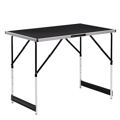Afbeelding van WOLTU® CPT8121sz Campingtafel, inklapbaar, tuintafel, werktafel, balkontafel, in hoogte verstelbaar, van aluminium, staal en mdf, zwart