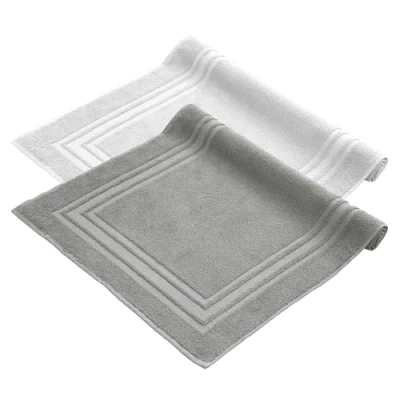 Afbeelding van Komfortec Badmat 2 stuks Zachte en Absorberende Douchemat 50x70 cm 100% Katoen Grijs&amp;Wit
