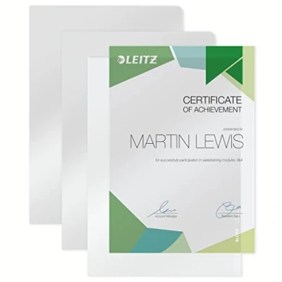Image de Leitz 41000203 boîte de 100 pochettes rigides à coin a4 transparent 41000003
