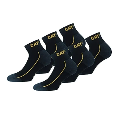 Afbeelding van Cat Erpillar 6 paar robuuste werksneakers, werksokken van zacht katoen, versterkte teen en hiel, CORDURA Fibre Technology, zwart.