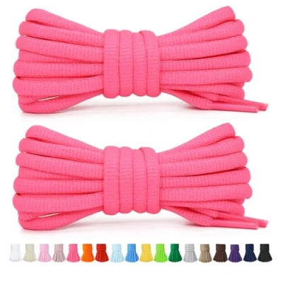 Afbeelding van Stepace 2 paar ronde veters, 60 cm, voor sneakers, lengte 200 18 kleuren, veters schoenen, roze (hot pink)