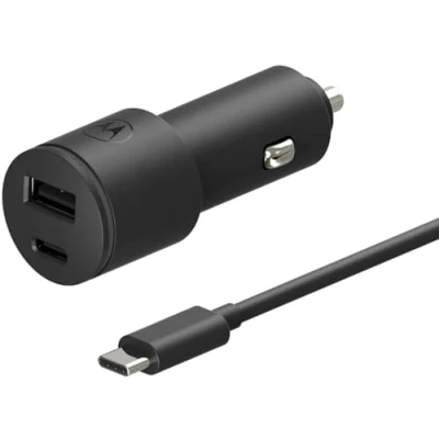 Afbeelding van Motorola TurboPower 45W autolader USB A/USB C, Auto adapter, Zwart