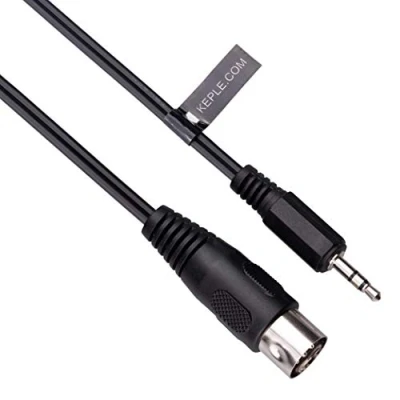 Afbeelding van 5 DIN MIDI naar AUX TRS bus 3,5 mm polig stereo stekker, compatibel met smartphones, laptops, versterkers, hifi, ondersteunt geluidssignaal