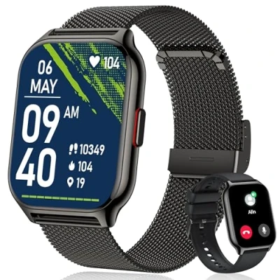 Afbeelding van ZOSKVEE Smartwatch voor dames en heren met bluetooth oproep, 2,0 inch HD smartwatch, 100+ sport, slaapmonitor, hartslagmeter, bloeddrukmeter, SpO2, stappenteller Android iOS