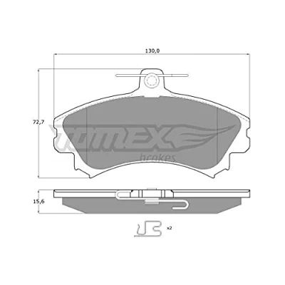 Afbeelding van TOMEX brakes TX 11 52 Remblokkenset Vooras Met akoestische slijtagewaarschuwing toebehoren VOLVO: V40 Estate, S40 I, MITSUBISHI: Space Star
