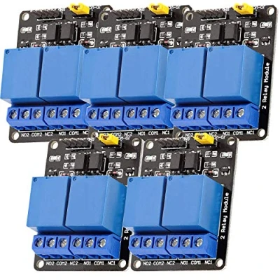 Afbeelding van AZDelivery 5 x 2 Relay Module 5V met Optocoupler Low Level Trigger compatibel Arduino Inclusief E Book!