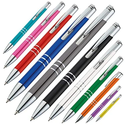 Afbeelding van noTrash2003 Set van 10 hoogwaardige metalen balpennen Kulli, ergonomisch en blauw