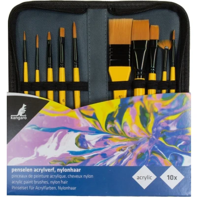 Afbeelding van Penselen, Acrylverf Nylon haar in etui