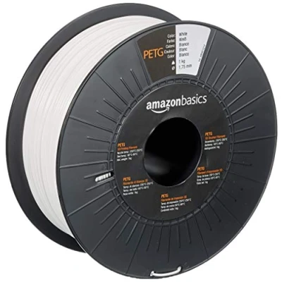 Image de Amazon Basics Filament PETG pour imprimante 3D, 1,75 mm, blanc, bobine de 1 kg