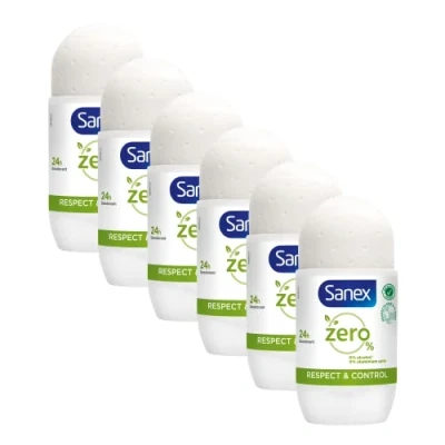 Afbeelding van Sanex Zero% Protect &amp; Control Roll on Deodorant 6 x 50 ml