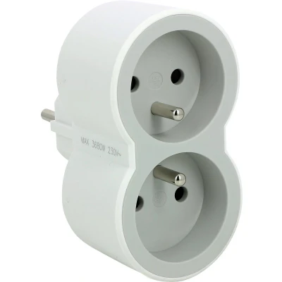 Afbeelding van Domino contactstop 2x2P+A aan voorzijde wit grijs