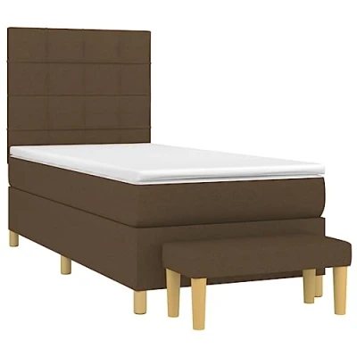 Afbeelding van vidaXL Boxspring met matras stof donkerbruin 90x200 cm